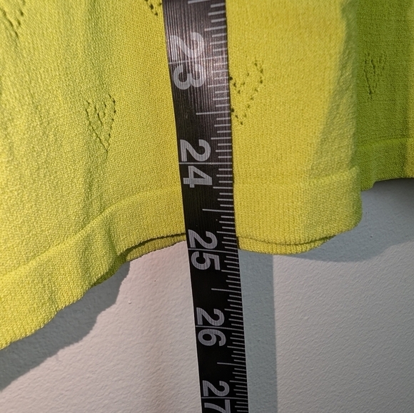 Zara Womens Top Medium Green Knit Long Sleeve Heart Pointelle‎ Pullover - Picture 6 of 7